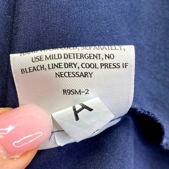 EILEEN FISHER Silk Navy Blue Sleeveless Tank Top Sz S Nautical Coastal Summer - Picture 7 of 8